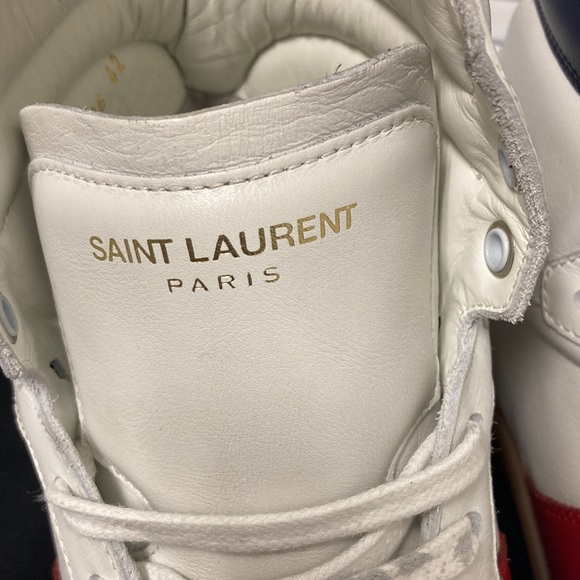 NWOT Saint Laurent White and Red Leather Sneakers - Picture 2 of 12